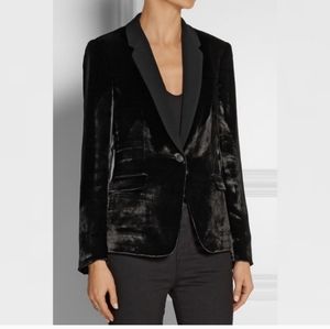 rag & bone Black Velvet Single-Button Blazer